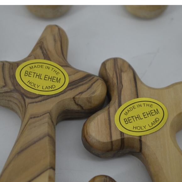 (13) Comfort Cross Natural Olive Wood Hand Carved Bethlehem - Picture 13 of 14